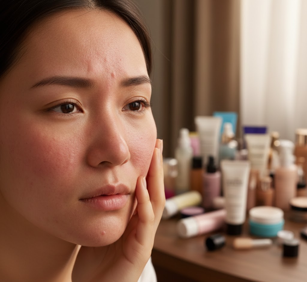 Khi làn da quá tải với các sản phẩm chăm sóc sẽ dẫn đến hậu quả da bị tổn thương.