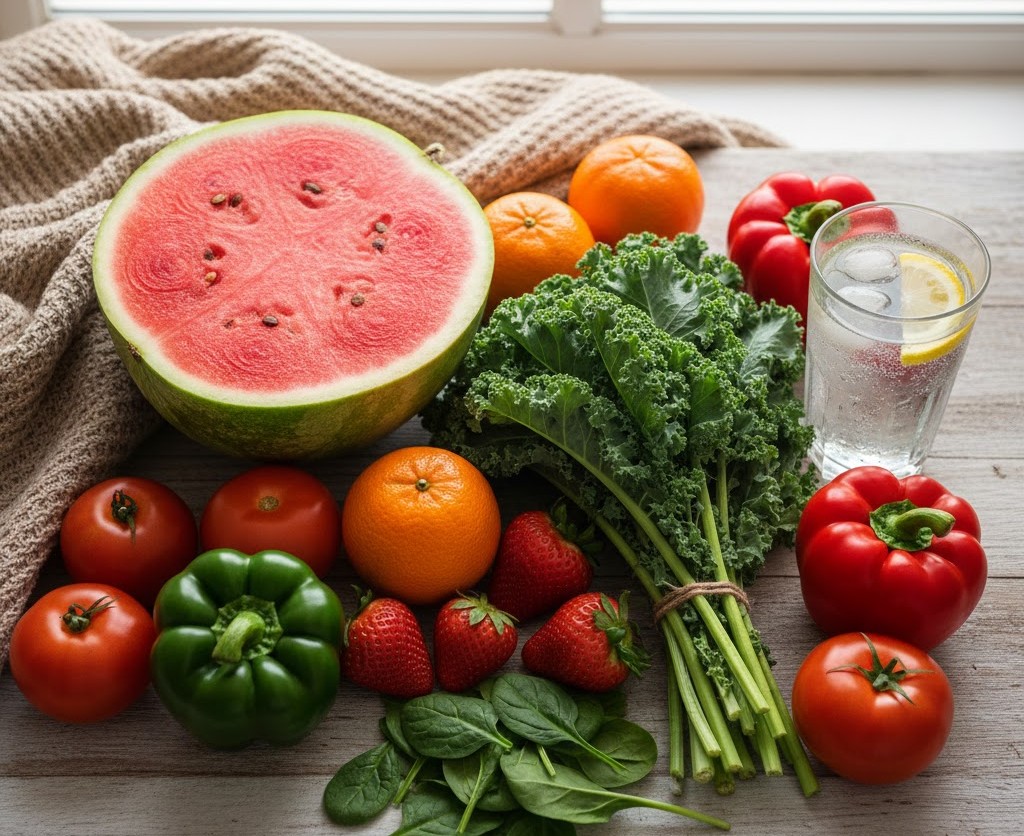 Các loại rau củ quả cung cấp nước cho cơ thể.