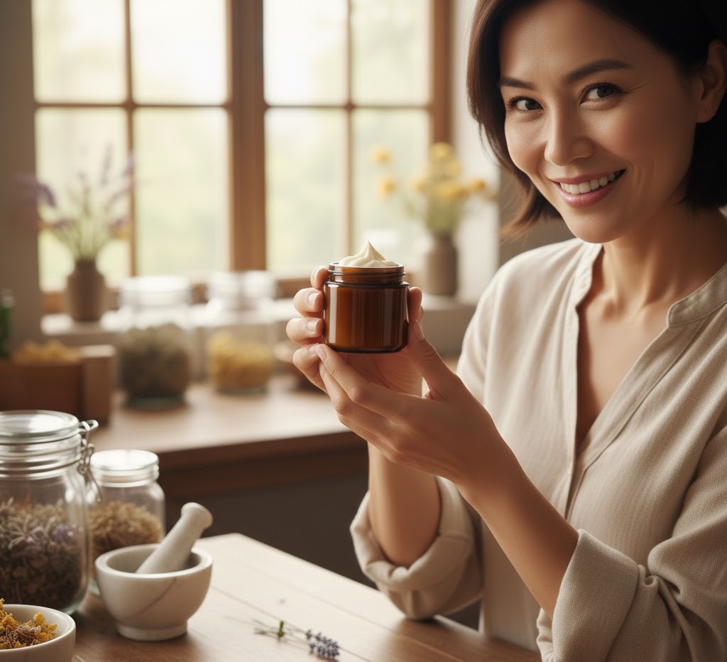 Sau khi hoàn thành cách bước chế kem dưỡng, hãy đựng thành phẩm trong hũ thủy tinh đã được khử trùng.