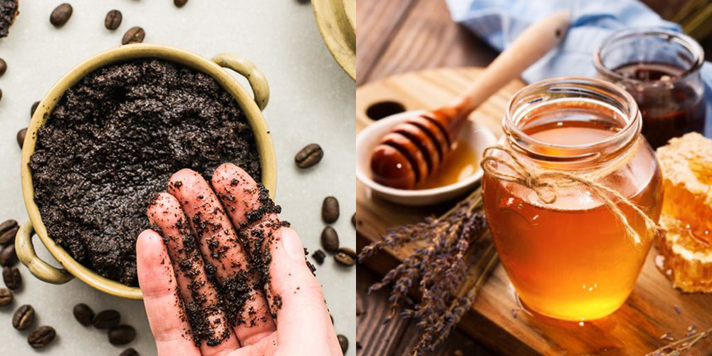 Cà phê, mật ong, dầu dừa là nguyên liệu tẩy da chết tự nhiên, an toàn.