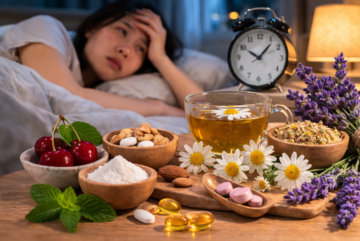 Một số dưỡng chất và thảo dược thường được nghiên cứu về khả năng hỗ trợ giấc ngủ, giúp ngủ ngon hơn.
