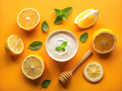 Mặt nạ chanh và sữa chua giúp dưỡng sáng da.