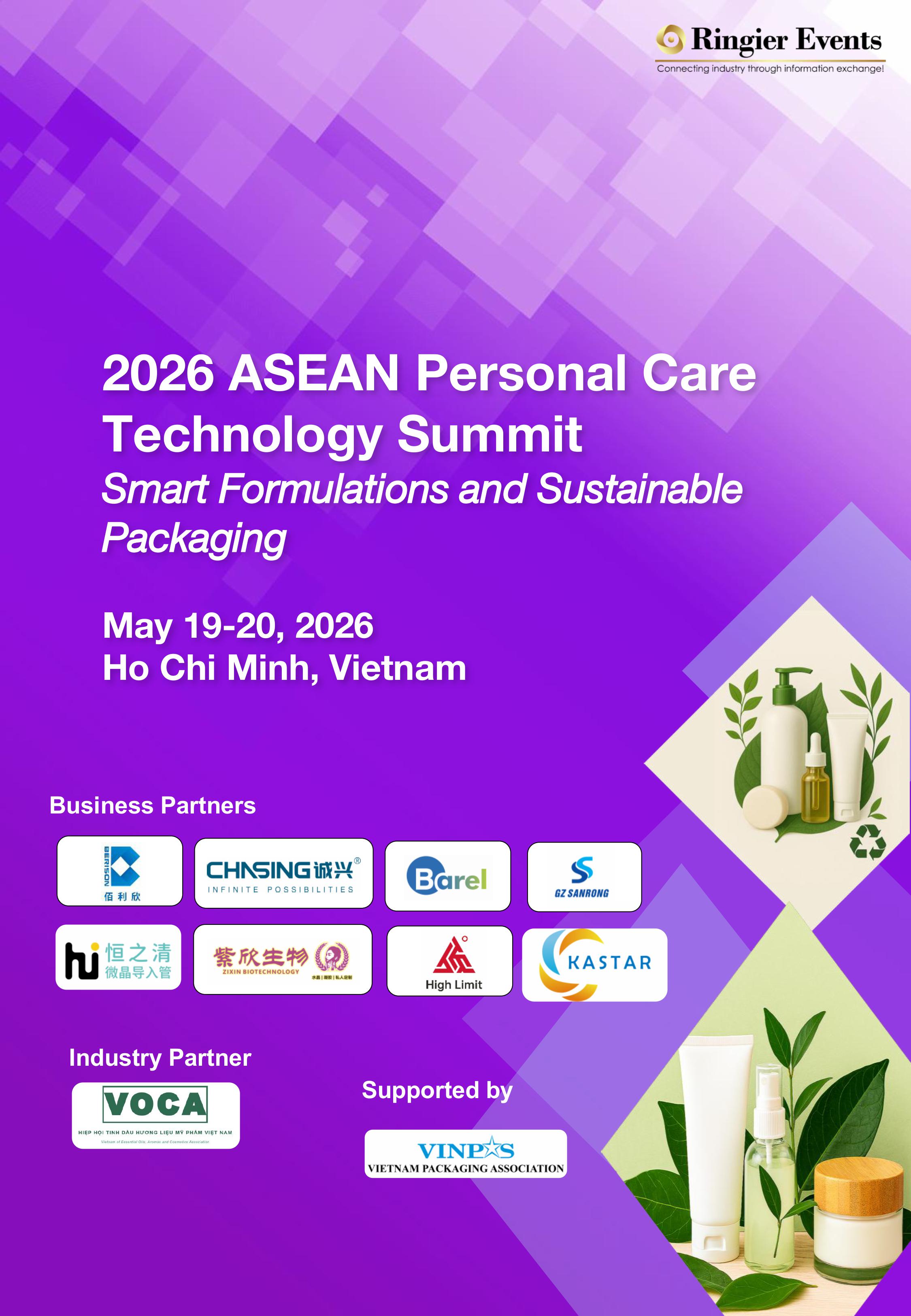 Hội thảo Công nghệ Chăm sóc Cá nhân ASEAN 2026 (2026 ASEAN Personal Care Technology Summit) sẽ diễn ra ngày 19-20/5/2026 tại TP.HCM