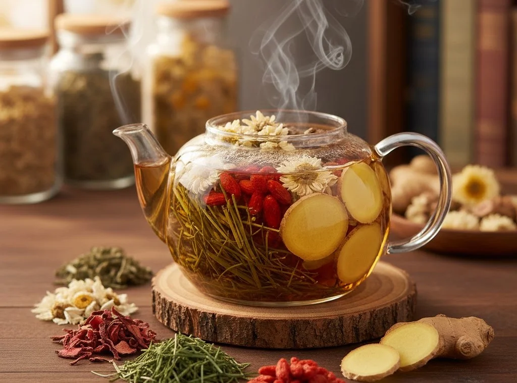 Một ly trà thảo mộc vừa giúp thư giãn vừa mang lại hiệu quả giúp mái tóc khỏe đẹp.